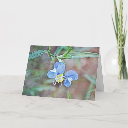 青アジアの白花野生の花マクロノートカード カード (正面)