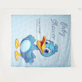 青アヒル背景 タペストリー (正面(横))