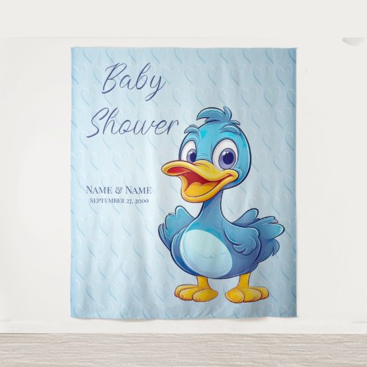 青アヒル背景 タペストリー (正面)