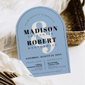 青アンパサンド白黒フォトアー結婚チ 招待状