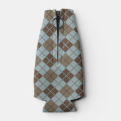 青アーガイルとトープの模様 ボトルクーラー (裏面)