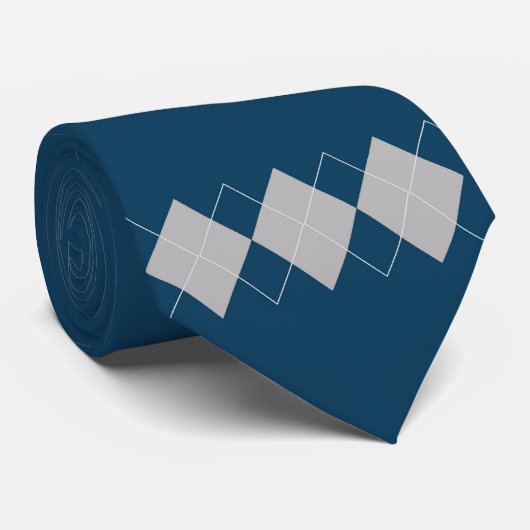 青アーガイル模様 ネクタイ (ロール)