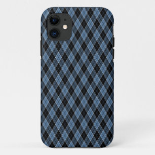 青アーガイル白黒ストライプダイヤモンドパターン iPhone 11 ケース