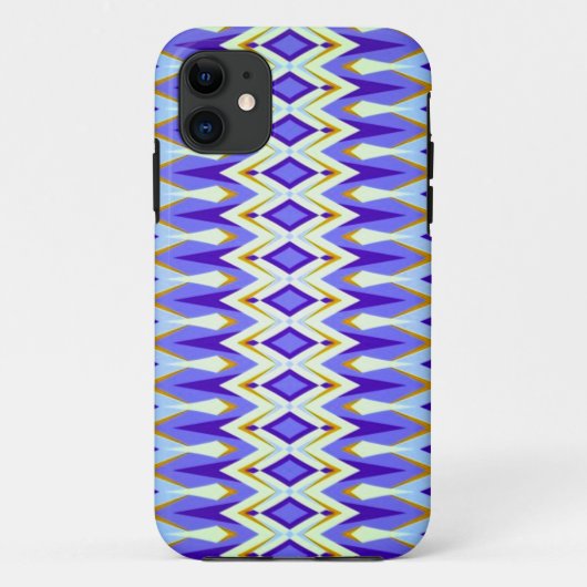 青アーガイル、オレンジ、白の幾何学的パターン Case-Mate iPhoneケース (裏面)