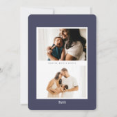 青アートいスケッチされた葉のフレームフォト シーズンカード (裏面)