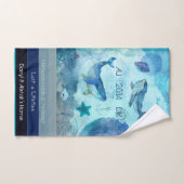 青アートティール(緑がかった色)グレー色の沿岸カスタム色 バスタオルセット (ハンドタオル)