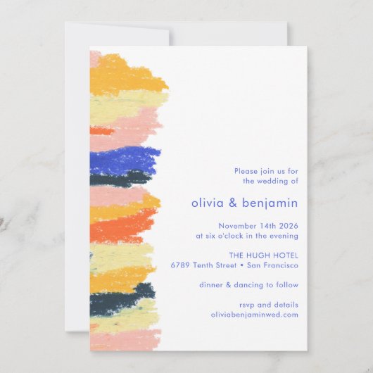 青アート抽象芸術アユニークートフォ結婚ト 招待状 (正面)