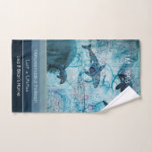 青アート灰色ティール(緑がかった色)カラー沿岸カスタム文字 ハンドタオル (ハンドタオル)
