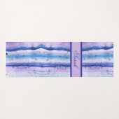 青アート白ラベンダーの水色の縞模様 ヨガマット (裏面(横))