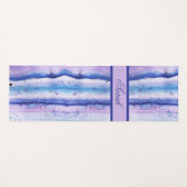 青アート白ラベンダーの水色の縞模様 ヨガマット (正面(横))