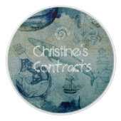 青アート砂緑色沿岸カスタム セラミックノブ (正面)