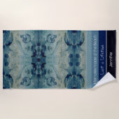 青アート砂緑色沿岸カスタム ビーチタオル (正面)