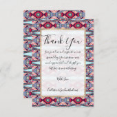 青アート色ピンク赤先住民アステカパターン サンキューカード (正面/裏面)