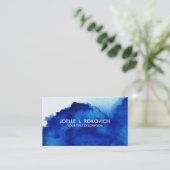 青アート/水色パステル 名刺 (スタンド正面)
