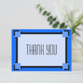 青アールデコ幾何学的サンキューカード サンキューカード (スタンド正面)