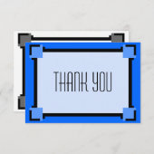 青アールデコ幾何学的サンキューカード サンキューカード (正面/裏面)