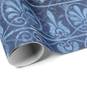 青アールデコ ラッピングペーパー (ロールコーナー)