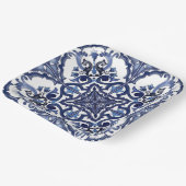 青イタリアンと白シチリアマジョリカモザイク ペーパープレート (傾斜あり)