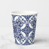 青イタリアンと白シチリアマジョリカモザイク 紙コップ (正面)