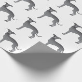 青イタリアングレイハウンドかわいい漫画の犬のパターン ラッピングペーパー (角)