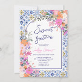青イタリアンタイル水の色フローラ甘い16 招待状 (正面)