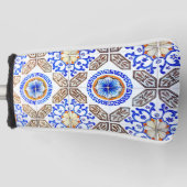 青イタリアンモザイク ゴルフヘッドカバー (正面)