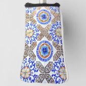 青イタリアンモザイク ゴルフヘッドカバー (回転90)