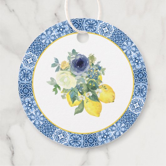 青イタリアン地中海の感謝していブライダルシャワー フェイバータグ (裏面)