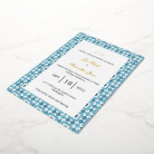 青イタリアン地中海の瓦 箔招待状 (回転した状態)