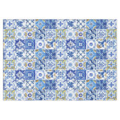 青イタリアン地中海の、白、黄色のパターン テーブルクロス (正面(横))