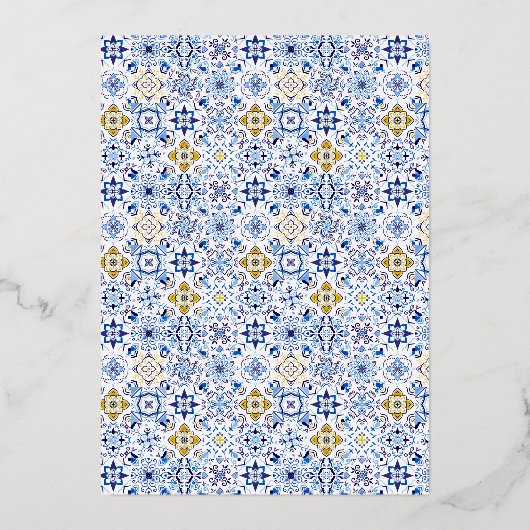 青イタリアン瓦の水色フローラブライダルシャワー 箔招待状 (裏面)