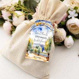 青イタリアン瓦アーチレモンブライダルシャワー ギフトタグ