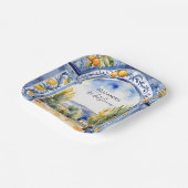 青イタリアン瓦アーチレモンブライダルシャワー ペーパープレート (傾斜あり)