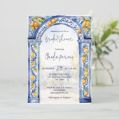 青イタリアン瓦アーチレモンブライダルシャワー 招待状 (スタンド正面)