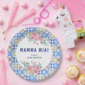 青イタリアン瓦マンマ血症 ペーパープレート (パーティー)