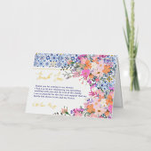 青イタリアン瓦ワイルドフラワーブライダルシャワー 箔グリーティングカード (正面)
