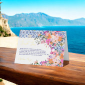 青イタリアン瓦ワイルドフラワーブライダルシャワー 箔グリーティングカード