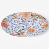 青イタリアン瓦地中海のブライダルシャワー ペーパープレート (アングル)