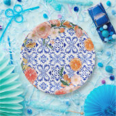 青イタリアン瓦地中海のブライダルシャワー ペーパープレート (パーティー)