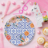 青イタリアン瓦地中海のブライダルシャワー ペーパープレート (パーティー)