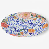 青イタリアン瓦地中海のブライダルシャワー ペーパープレート (アングル)