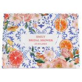 青イタリアン瓦地中海のブライダルシャワー ラージペーパーバッグ (正面)