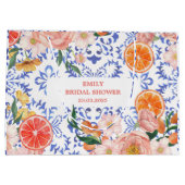 青イタリアン瓦地中海のブライダルシャワー ラージペーパーバッグ (裏面)