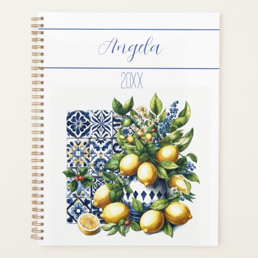 青イタリアン瓦 |お名前 プランナー手帳 (正面)