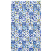 青イタリアン色、白、黄のパタ地中海のーン テーブルクロス (正面)