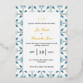 青イタリアン色 箔招待状 (正面)