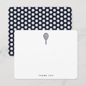 青インクのモダンテニス サンキューカード (正面/裏面)