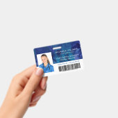青インクの職員写真 RN 病院 バーコード ID バッジ (手持ち)