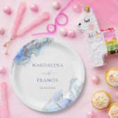 青インク大理石結婚製 ペーパープレート (パーティー)