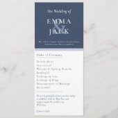 青エレガントいアンパサンド名の結婚式プログラムカード プログラム (正面)